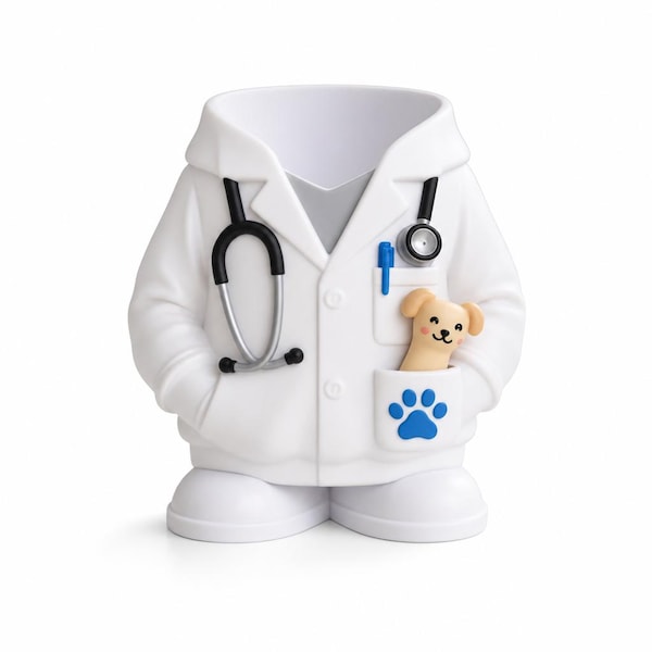 Veterinarian Coat Pen Holder STL File | 3D Print Desk Organizer (Digital Download)