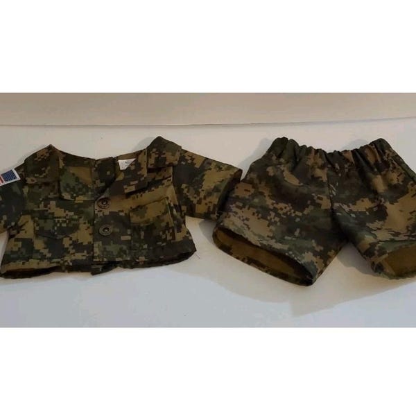 Build A Bear Vintage Camo USA Military Jacket & Pants Outfit BAB Workshop