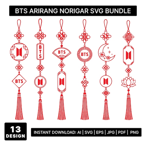 Korean Tassel Ornament SVG Bundle, Decorative Charm Cut Files, Cultural Hanging Ornament PNG, Cricut Silhouette Sublimation Download