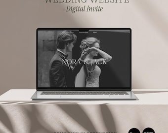 Wedding Website Template, Digital Invitation with RSVP, Editable Canva Template