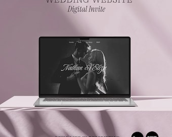 Pink Wedding Website Template, Digital Invitation with RSVP, Editable Canva Template