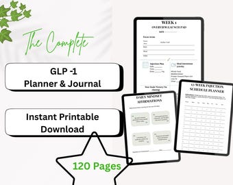 GLP1 Weight Loss Journal, Tirzepatide Plan, Injection Tracker (Digital Download)