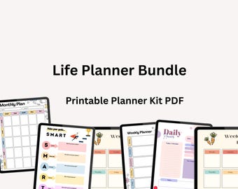 Printable Life Planner PDF | Daily Weekly Monthly Organizer | Digital Planner Download