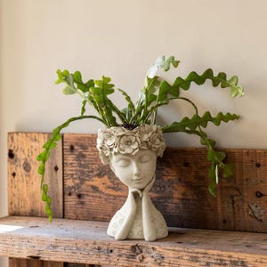 Vaso de flores nórdico em resina com figura feminina - Vaso para arranjos florais, decoração de mesa.