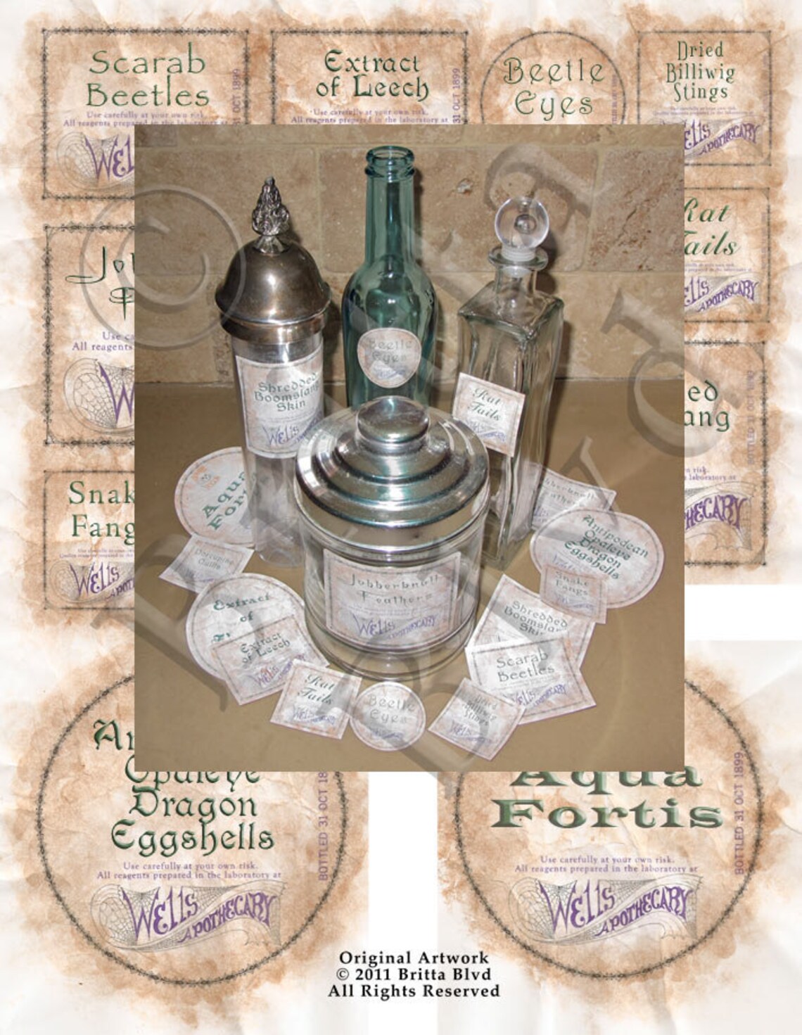 Set 1 Precut Wizard Potions Apothecary Alchemy Bottle Labels Etsy