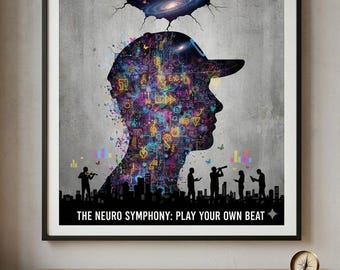 Neuro Symphony Digital Art Print, ADHD & Autism Poster, Play Your Own Beat Wall Art, Unique Minds Gift, Instant Download, 24x24 Square