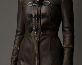 Chaqueta de motociclista de piel sintética para mujer / Abrigo de invierno con forro de piel sintética y piel / Chaqueta de moto acogedora