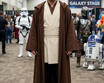 Jedi Master Costume | Obi-Wan Kenobi Inspired Robe, Tunic, Belt | Sci-Fi Cosplay Outfit