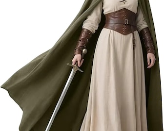 Medieval Hooded Cloak Tunic Set | Fantasy Ranger Cosplay Outfit