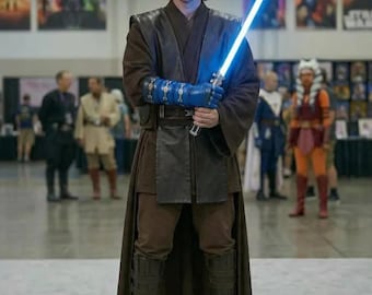 Op Star Wars geïnspireerd bruin Jedi Robe Flight Suit | Anakin Skywalker-cosplaykostuum | Halloween-kostuum voor volwassenen | Jedi Knight-outfit