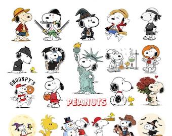 200+ Adorable Snoopy SVG & PNG Designs, Snoopy SVG Bundle, Peanuts Cartoon Dog Clipart, Snoopy Valentine, Snoopy Anime