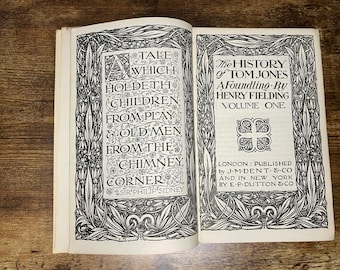 1909, Everyman's Library, First Printing Henry Fielding, and Art Nouveau VOL 1 & 2