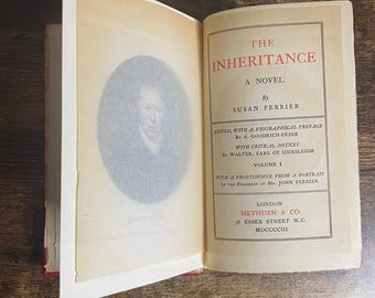 Antique 1903 Two-Volume Set: "The Inheritance" by Susan Ferrier | Methuen & Co. | Gold-Stamped Red Cloth