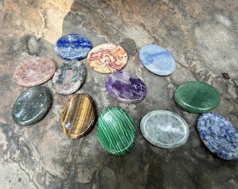 Polished Crystal Worry Stone for Stress Relief, Natural Healing Gemstone for Anxiety, Calming Meditation Tool