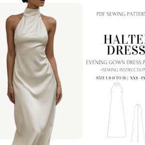 Schnittmuster Neckholder Slip Kleid (XS-2XL) (PDF Pattern)