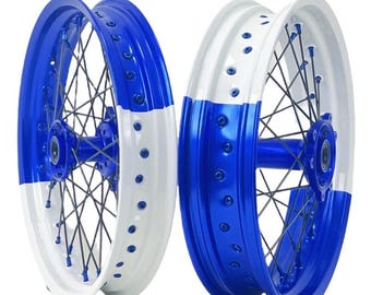 ANY COLOR Half and Half Customizable Spoked Dirt Bike/Supermoto Rims 17"/ (18"/21") / (17"/16.5")