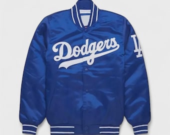 LA Dodgers Blue Satin Varsity Bomber Style Jacket - Unisex