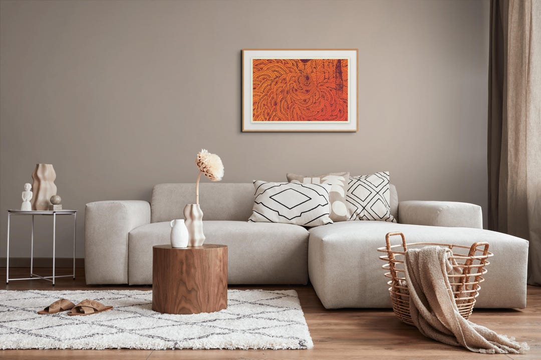 Abstract Orange Line Art Print – Boho Minimalist Wall Decor (digital ...