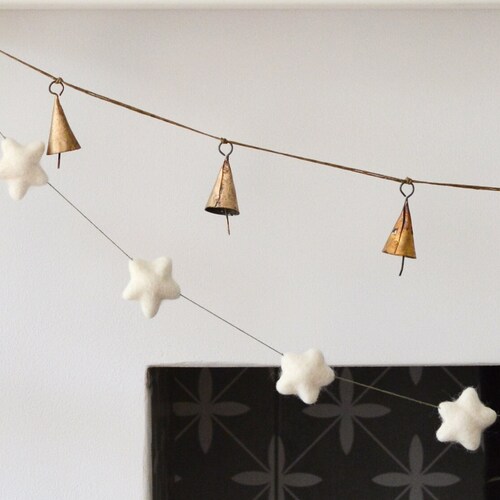Brass Bell Christmas Garland Rustic Winter Holiday Etsy