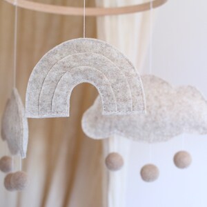 Rainbow and Cloud Natural Baby Mobile Neutral Nursery Decor Crib Mobile New Baby Gift for Boy or Girl image 8