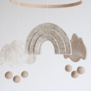 Rainbow and Cloud Natural Baby Mobile Neutral Nursery Decor Crib Mobile New Baby Gift for Boy or Girl image 6