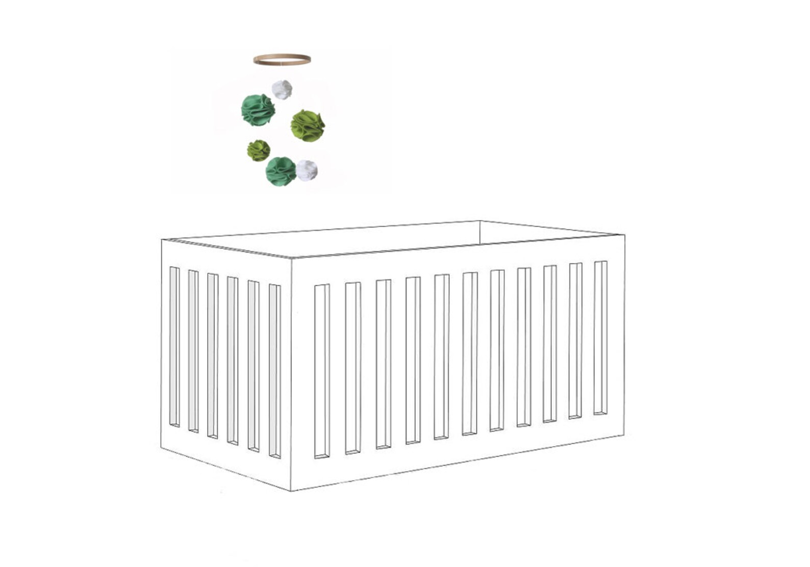 Spring Baby Mobile Green Crib Mobile Green Baby Mobile Pom Etsy