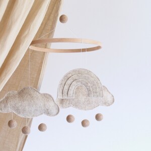 Rainbow and Cloud Natural Baby Mobile Neutral Nursery Decor Crib Mobile New Baby Gift for Boy or Girl image 4