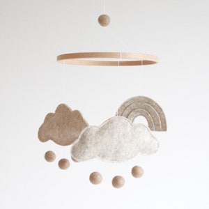 Rainbow and Cloud Natural Baby Mobile Neutral Nursery Decor Crib Mobile New Baby Gift for Boy or Girl image 3