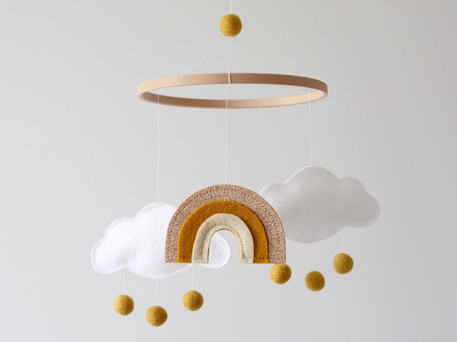 Cloud Rainbow Baby Mobile, Décoration de Chambre d'enfant, Nouveau Cadeau Bébé, Berceau Mobile, Blan