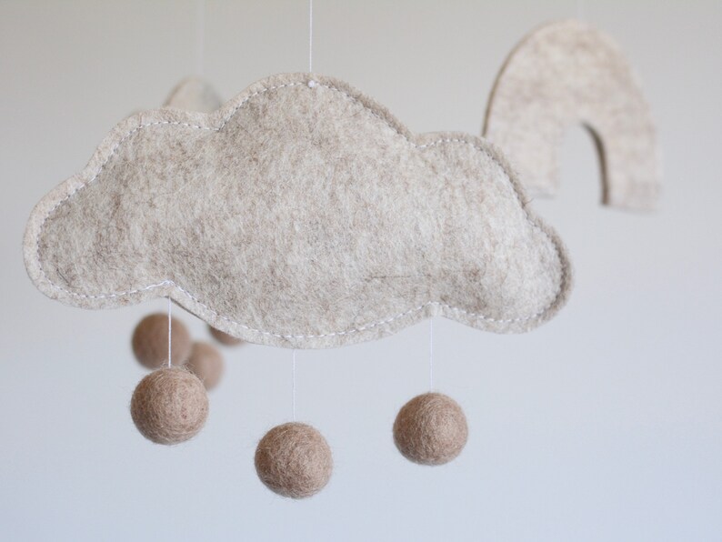 Rainbow and Cloud Natural Baby Mobile Neutral Nursery Decor Crib Mobile New Baby Gift for Boy or Girl image 7