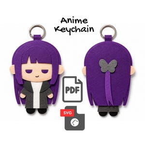 Fern Inspired Anime Elf Felt SVG, Anime Keychain Sewing Pattern PDF, DIY Charm