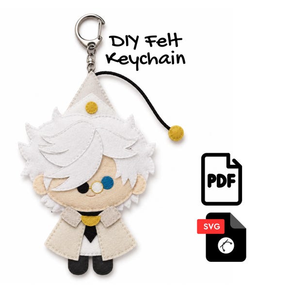 Felt Keychain Pattern | Witch Hat Atelier Inspired Anime Character (PDF, SVG)