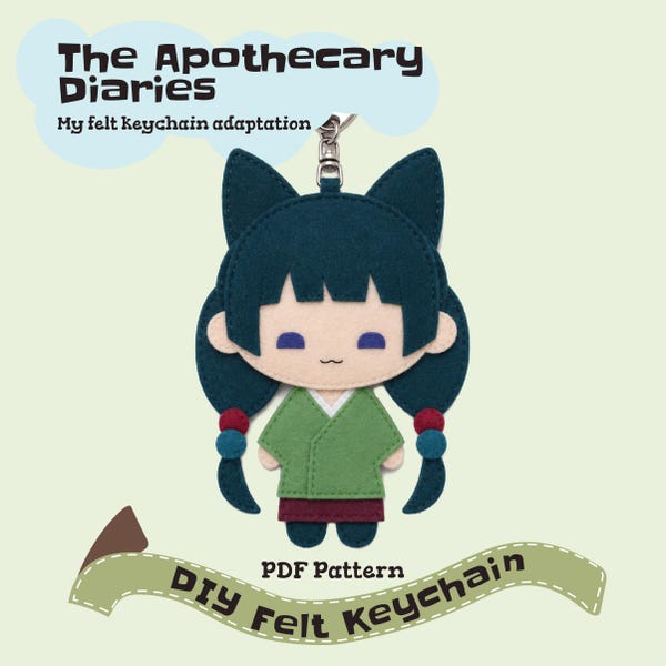DIY Felt Pattern PDF | Maomao Inspired Keychain | The Apothecary Diaries Fan Art | Sewing Pattern