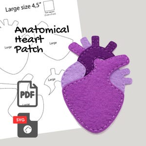 Anatomical Heart Patch Pattern, Felt DIY Tutorial (PDF + SVG)