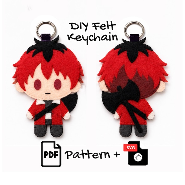 Stark Inspired Felt Keychain Pattern PDF & SVG | Anime Plush Sewing Tutorial | DIY Charm