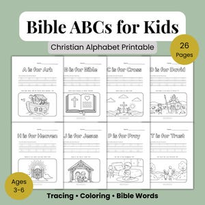 Alfabeto Bíblico para Crianças | Alfabeto Cristão para Imprimir | Trace as Letras e Pinte | Aprendizado Baseado nas Escrituras | Educação Infantil