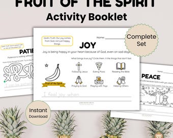 Fruit of the Spirit Activity Booklet for Kids | Christian Preschool Kindergarten Printable | Bible Lessons | Sunday School Worksheets