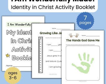 I Am Wonderfully Made Activity | Identity in Christ | Christian Preschool & Kindergarten Printable | Bible Activity for Kids | Psalm 139:14
