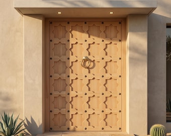 Hand geschnitzte Zedern Geometrische marokkanische Tür, Luxus im arabischen Stil Eintrag Holztür