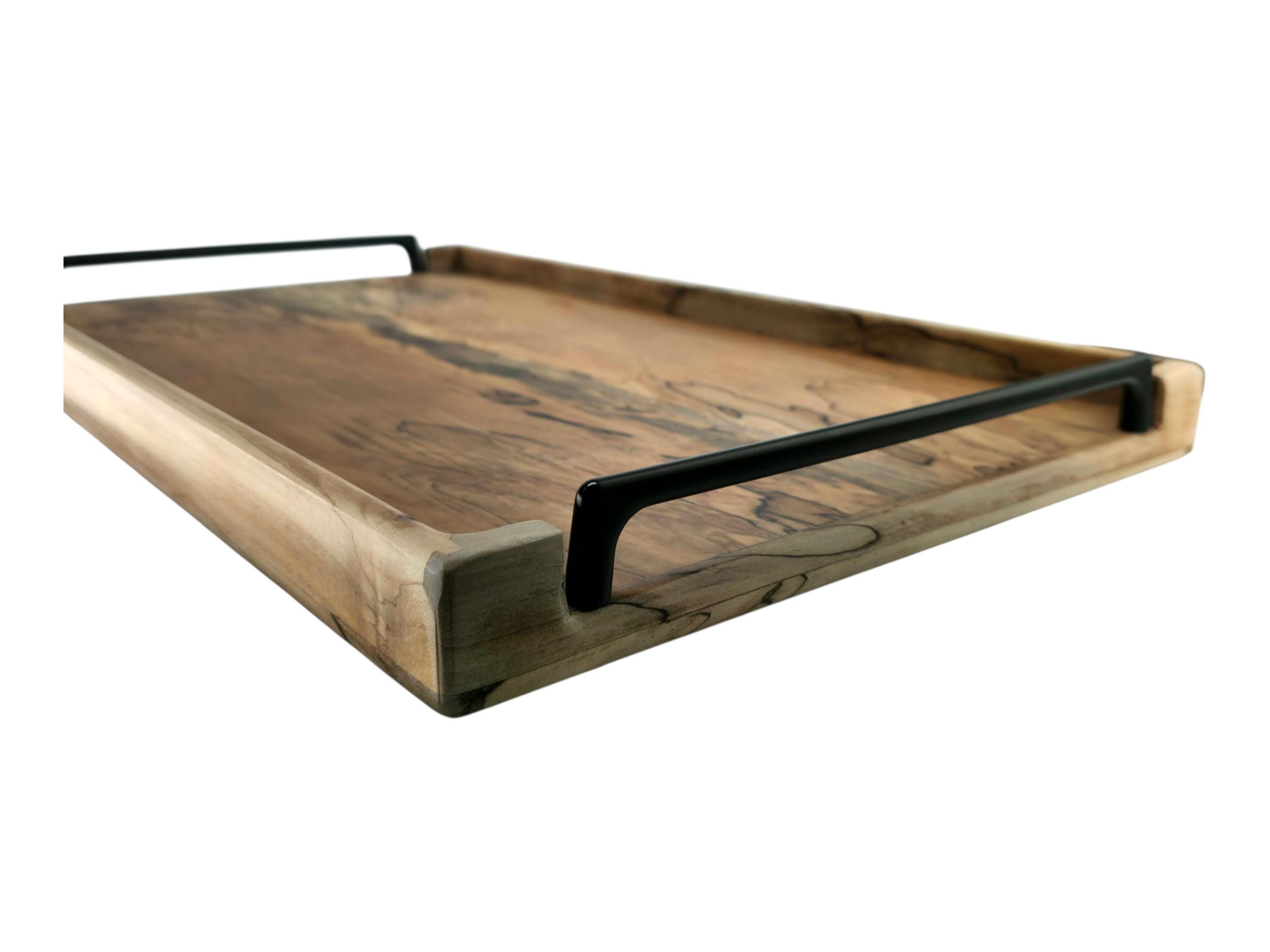 Maple Tray Rack This Pictured Hand Made Solid Spalted Maple Wooden Tray With Metal ...