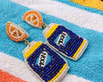 Blue Moon Beaded Earrings | Beer Statement Jewelry
