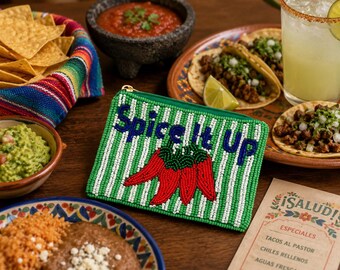 Spice It Up Chili Hand Beaded Coin Purse