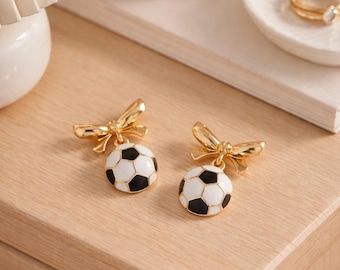 Soccer Bow Post Earrings