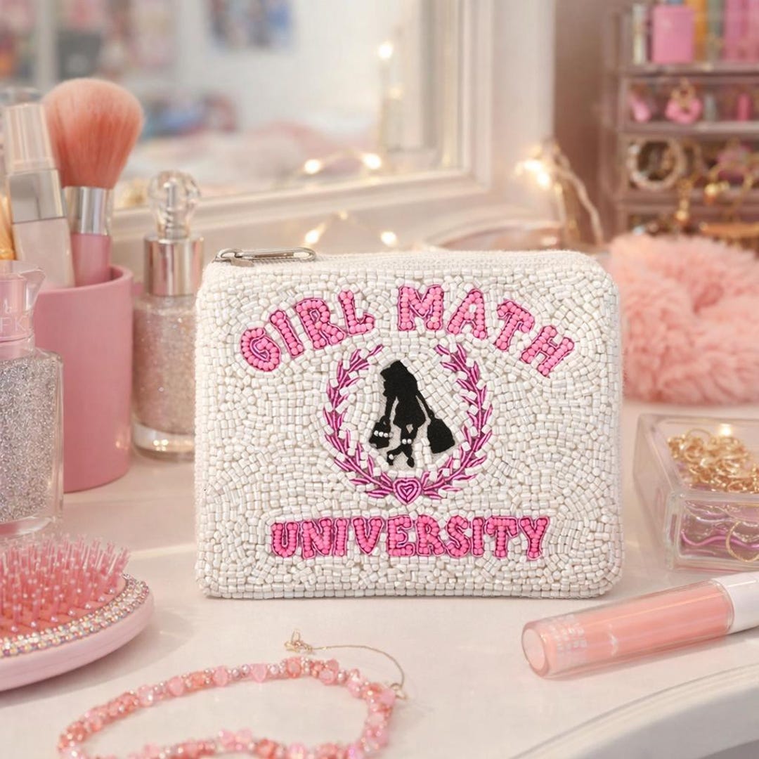 Girl Math University Hand Beaded Coin Purse | Teenage Gift Coin Pouch ...