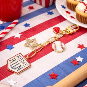 Homerun Baseball Charm Keychain | Baseball Player Gift