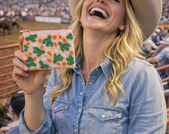 Cactus Beaded Coin Purse | Western Coin Pouch