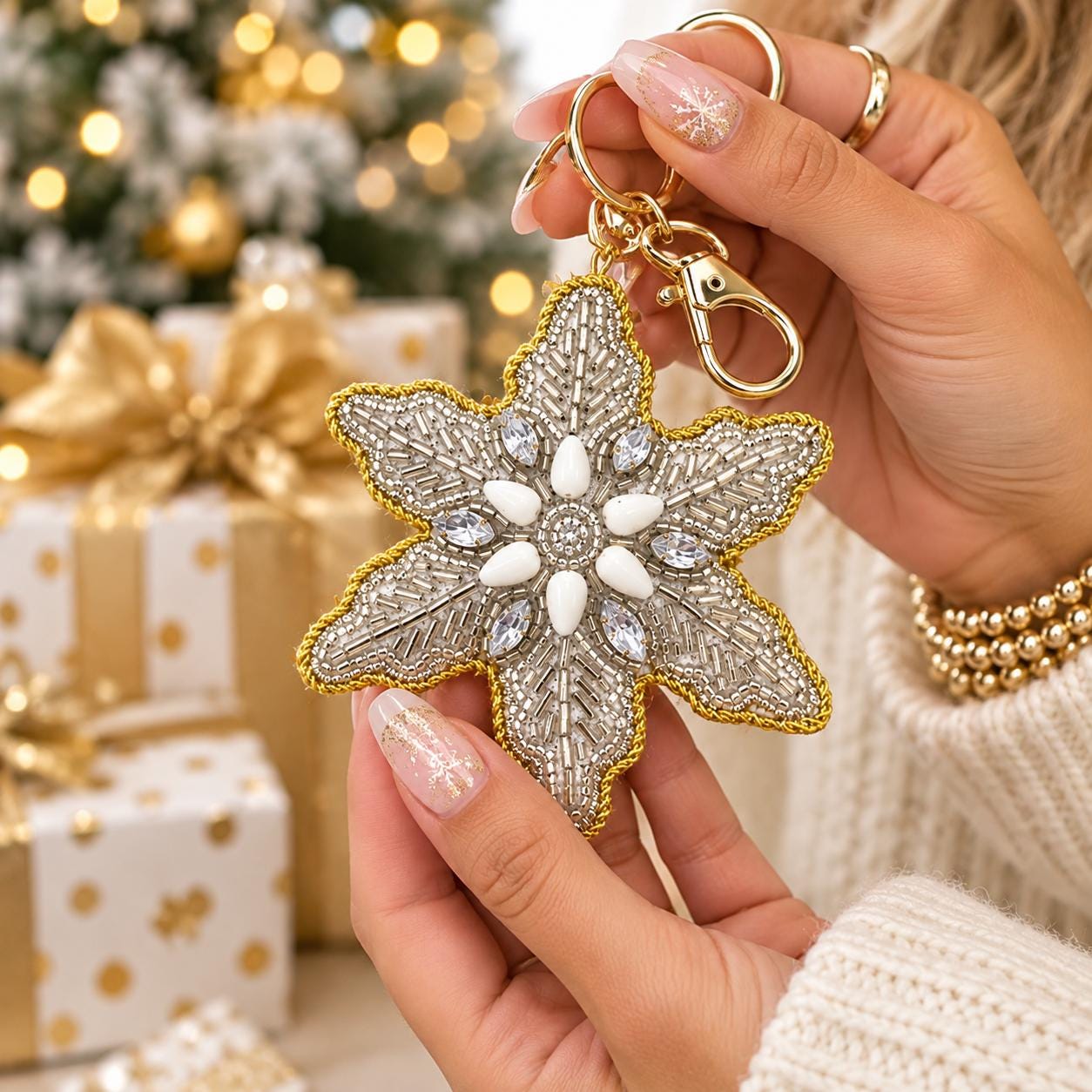Snowflake Keychain - Etsy