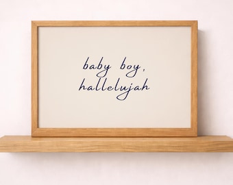 Baby Boy Hallelujah Print, Christian Nursery Wall Art, Scripture Baby Boy Decor, Blue Neutral Nursery Printable, Religious Baby Gift