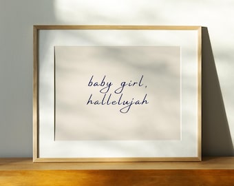 Baby Girl Hallelujah Printable Wall Art Christian Nursery Decor Scripture Quote Digital Download  Poster | Baby Shower Gift Girl Room Print