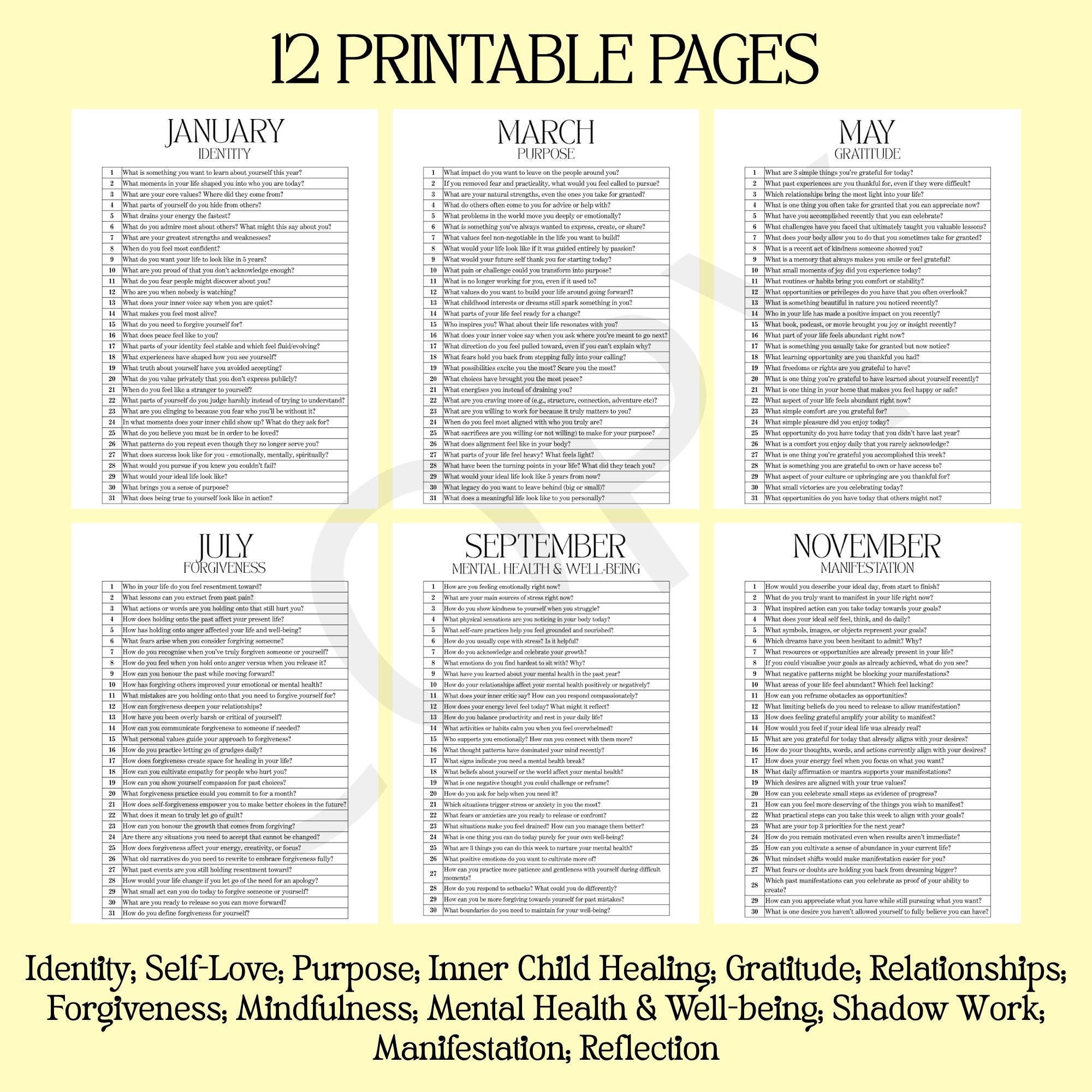 365 Daily Journal Prompts | Guided Self Discovery | Mental Health ...